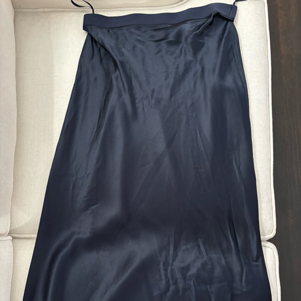 Quince Navy washable silk skirt